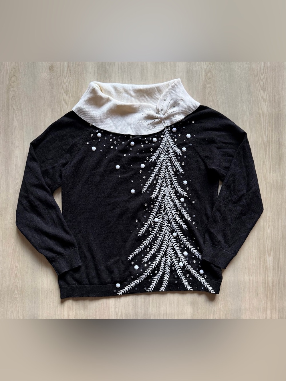 Vintage Jack B Quick Sweater Womens Christmas Tree Holiday Sequin Knit Sz L
